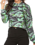 Camouflage Drawstring Button Down Long Sleeve Hoodies Sweatshirt -2